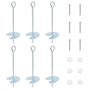 vidaXL Zemn&yacute; kotviaci predmet 6 pcs Strieborn&aacute; &Oslash;10 x 30 cm