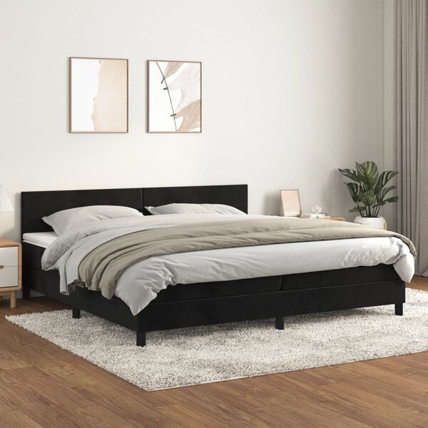 vidaXL Posteľn&yacute; r&aacute;m boxspring s matracom čierny 200x200 cm zamat
