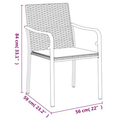vidaXL Záhradné stoličky s vankúšmi 2 ks hnedé 56x59x84 cm polyratan