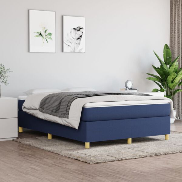 vidaXL Boxspring posteľ s matracom modr&yacute; 140x190 cm l&aacute;tka