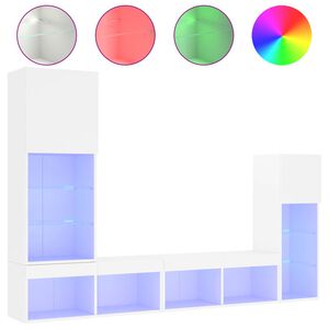 vidaXL 4-dielne TV n&aacute;stenn&eacute; skrinky s LED biele kompozitn&eacute; drevo