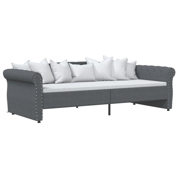 vidaXL Pohovka s USB tmavosiv&aacute; l&aacute;tkov&aacute; 90x200 cm