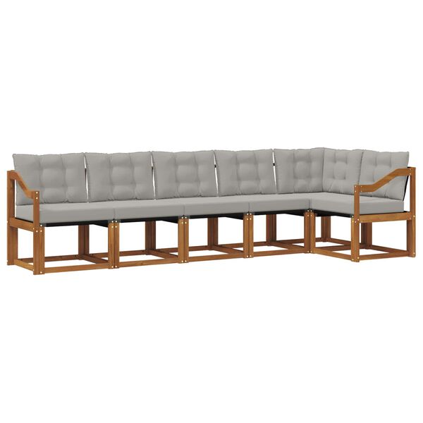 vidaXL Z&aacute;hradn&aacute; s&uacute;prava gaučov s vank&uacute;&scaron;om 6 pcs Pr&iacute;rodn&aacute; a svetlosiv&aacute;