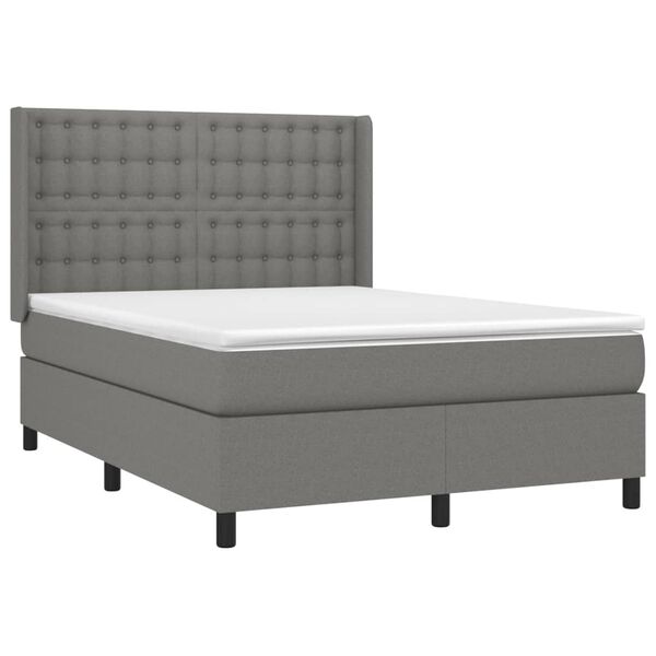 vidaXL Boxspring posteľ s matracom tmavosiv&aacute; 140x190 cm l&aacute;tka