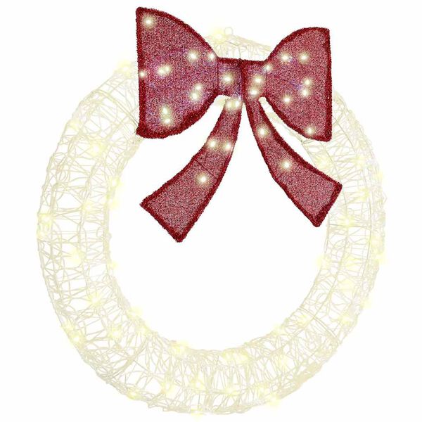 vidaXL Veniec s 80 LED-i Tepl&aacute; biela 92 x 92 x 9,5 cm Akryl