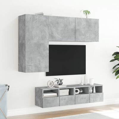 vidaXL 4-dielne TV nástenné skrinky betónovo sivé kompozitné drevo