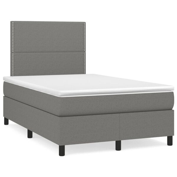 vidaXL Boxspring posteľ s matracom, tmavosiv&aacute; 120x190 cm, l&aacute;tka