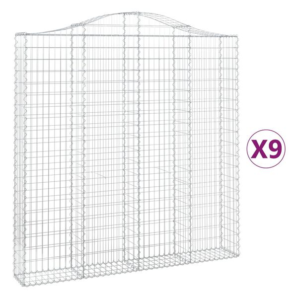 vidaXL Obl&uacute;kov&yacute; gabionov&yacute; k&ocirc;&scaron; 9 ks 200x30x200/220cm pozinkovan&eacute; železo