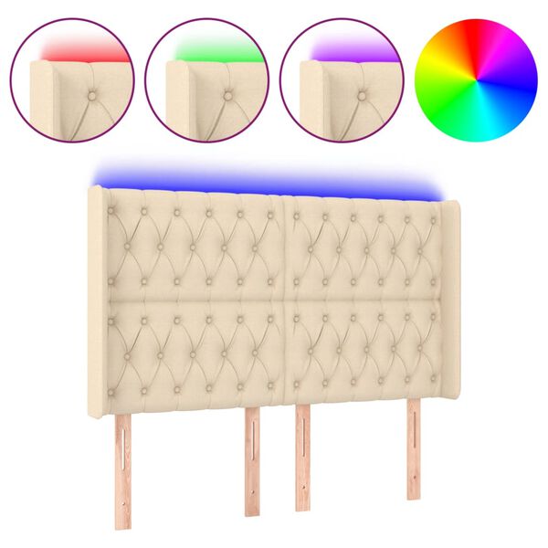 vidaXL Čelo postele s LED kr&eacute;mov&eacute; 163x16x118/128 cm l&aacute;tka