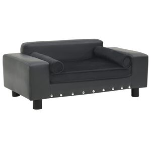 vidaXL Pohovka pre psa, tmavosiv&aacute; 81x43x31 cm, ply&scaron; a umel&aacute; koža