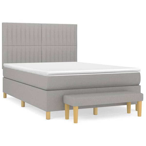 vidaXL Boxspring posteľ s matracom bledosiv&aacute; 140x200 cm l&aacute;tka
