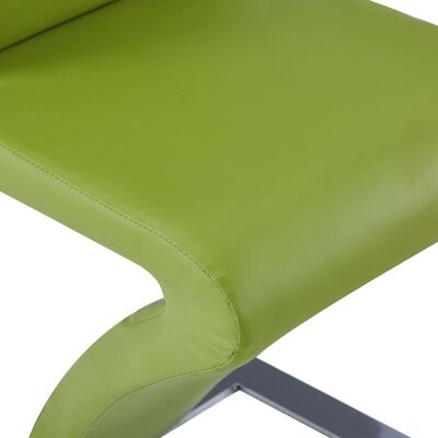 vidaXL Jedálenské stoličky, cikcakový tvar 2 ks, zelené, umelá koža