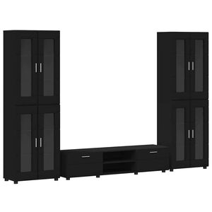 vidaXL Zostava TV skriniek so z&aacute;suvkou FLORIN Čierna Kompozitn&eacute; drevo
