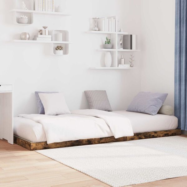 vidaXL Posteľov&yacute; r&aacute;m Dymov&aacute; dub 90 x 200 cm Kompozitn&eacute; drevo