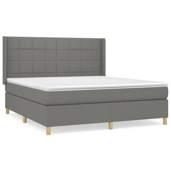 vidaXL Boxspring posteľ s matracom tmavosiv&aacute; 160x200 cm l&aacute;tka