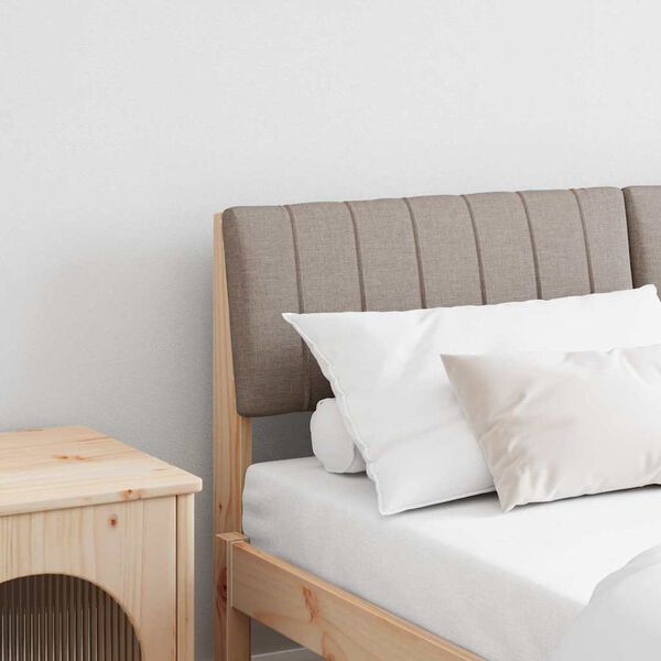 vidaXL Čalúnené čelo postele Sivohnedá 140 cm Masívne borovicové drevo