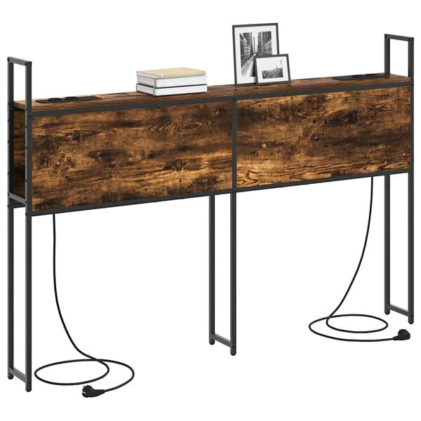 vidaXL &Uacute;ložn&aacute; čelľadka s nab&iacute;jacou stanicou Tmav&yacute; dub 153 x 15 x 98 cm