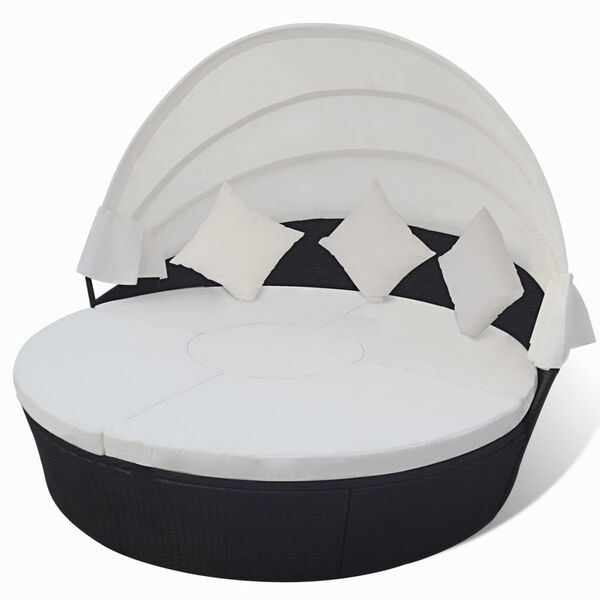 vidaXL Vonkaj&scaron;ia leh&aacute;tkov&aacute; s&uacute;prava so strie&scaron;kou polyratan čierna