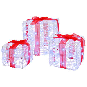 vidaXL Darčekov&aacute; &Scaron;katľa 3 ks Studen&aacute; biela 20 x 20 x 20 cm Akryl