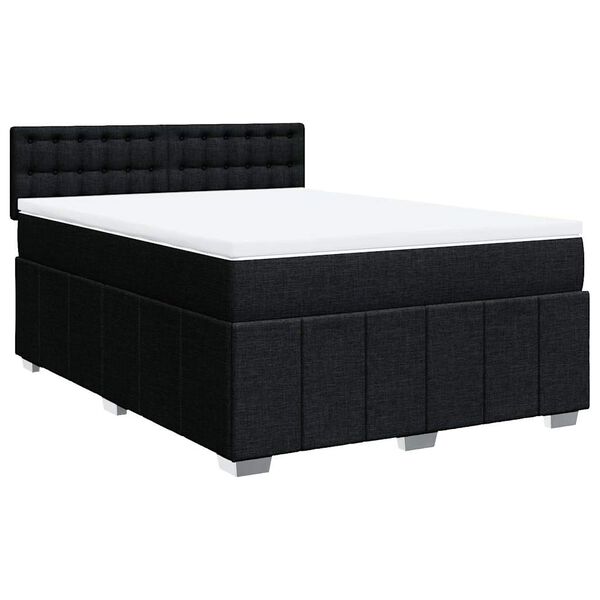 vidaXL Posteľn&yacute; r&aacute;m boxspring s matracom čierny 140x200 cm l&aacute;tka