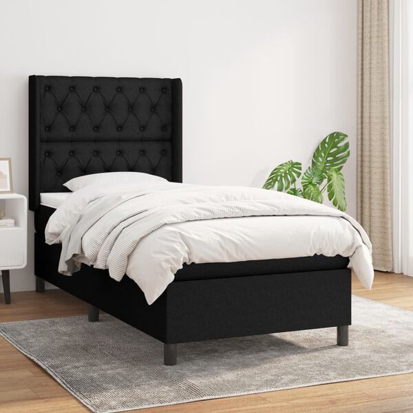 vidaXL Posteľn&yacute; r&aacute;m boxspring s matracom čierny 80x200 cm l&aacute;tka