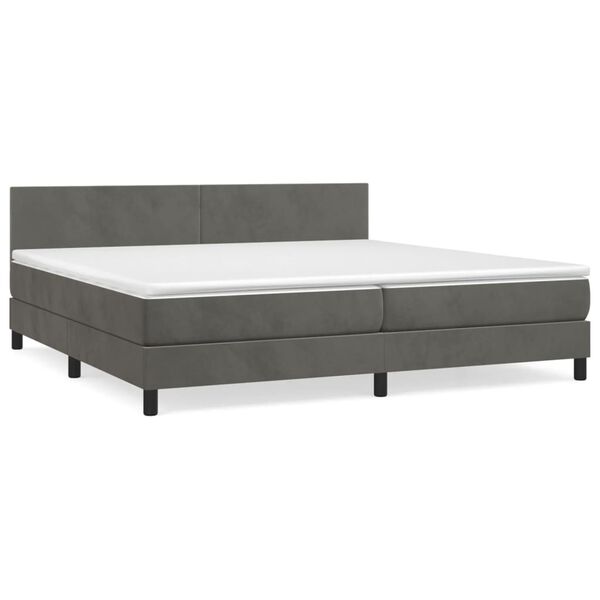vidaXL Posteľn&yacute; r&aacute;m boxspring s matracom tmavosiv&yacute; 200x200 cm zamat