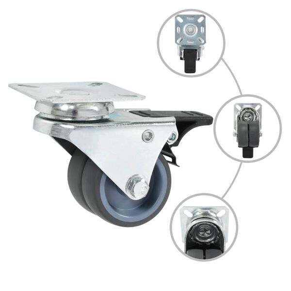 vidaXL Dvojité otočné kolieska 24 ks, 50 mm