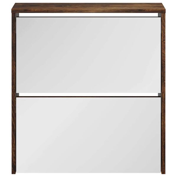 vidaXL Botn&iacute;k so zrkadlom 2-poschodov&yacute; dymov&yacute; dub 63x17x67 cm