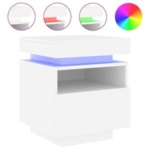 vidaXL Nočn&yacute; stol&iacute;k s LED svetlami biela 40x39x48,5 cm