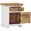 vidaXL Nočn&yacute; stol&iacute;k biely a hned&yacute; 40x30x50 cm surov&yacute; mangov&yacute; mas&iacute;v