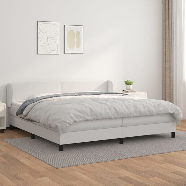 vidaXL Boxspring posteľ s matracom biela 200x200 cm umelá koža