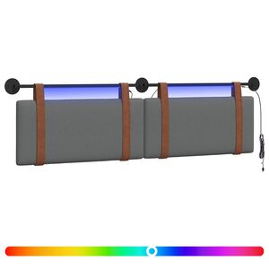 vidaXL Z&aacute;vesn&eacute; čelo postele S LED svetlom Tmavosiv&aacute; Antik PU