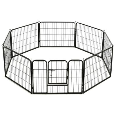 vidaXL Oceľová ohrádka pre psov s 8 panelmi 60x80 cm čierna