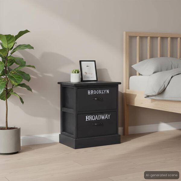 vidaXL Nočn&eacute; stol&iacute;ky 2 ks, čierne 38x28x45 cm, drevo paulovnie