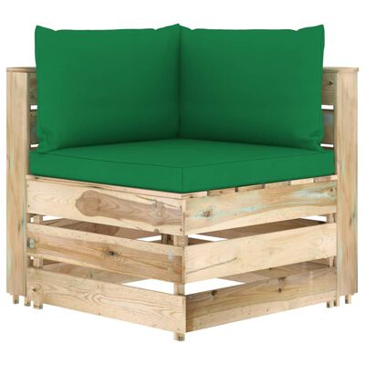 vidaXL 7-dielny záhradný set s podložkami zelené impregnované drevo