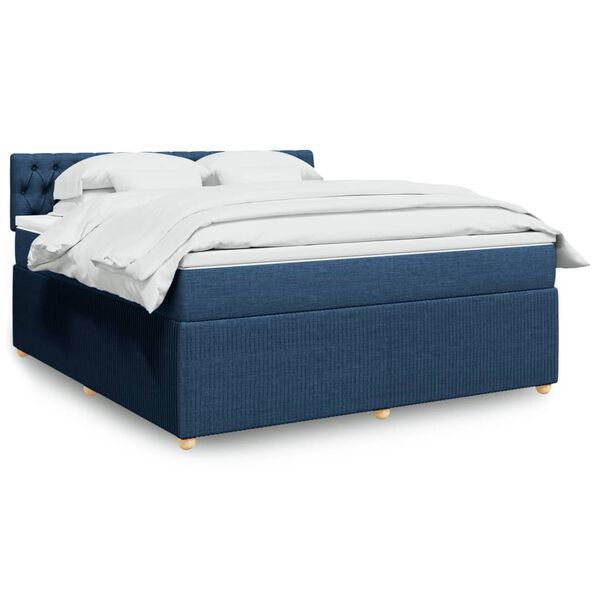 vidaXL Posteľn&yacute; r&aacute;m boxspring s matracom modr&yacute; 180x200 cm l&aacute;tka
