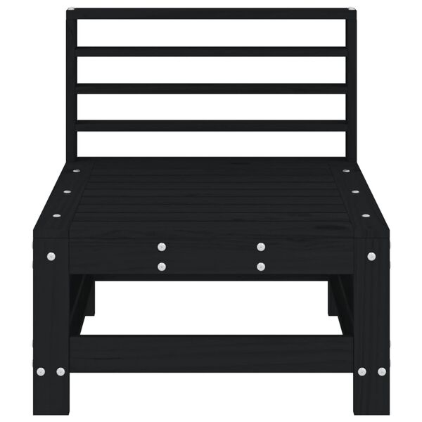 vidaXL Záhradná stredová pohovka čierna masívna borovica