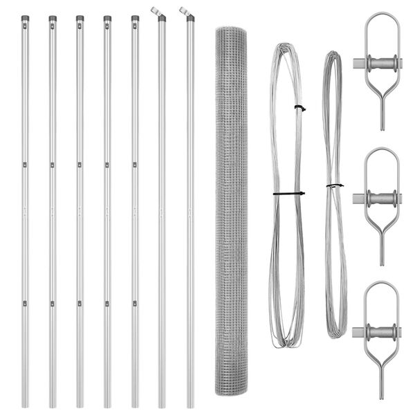 vidaXL Stĺp na plot. Strieborn&aacute; 25 x 1,5 m (19 x 19 mm sieť) Oceľ