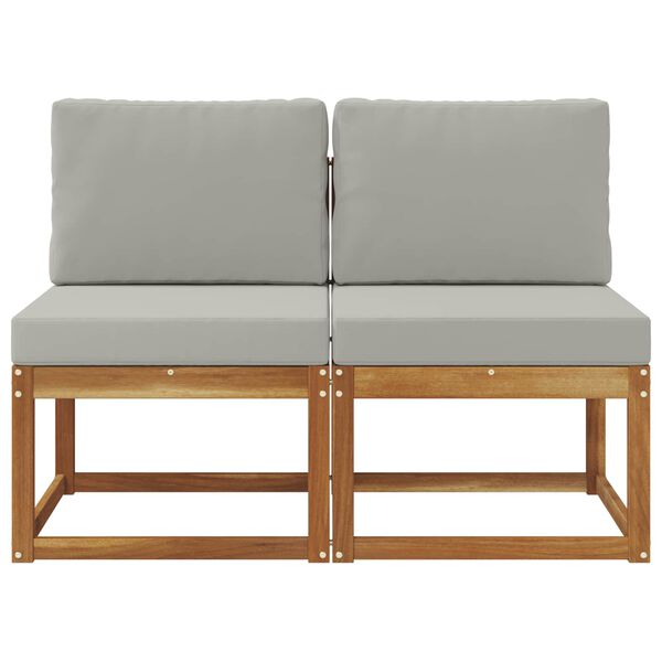 vidaXL 2 Kus Z&aacute;hradn&aacute; stredn&aacute; sedačka Pevn&eacute; ak&aacute;ciov&eacute; drevo Pr&iacute;rodn&aacute;