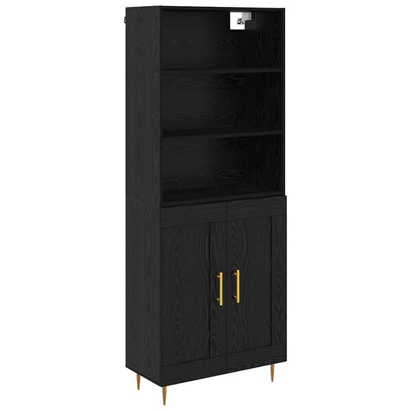 vidaXL Highboard Čierny dub 69,5 x 34 x 180 cm Kompozitn&eacute; drevo