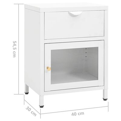 vidaXL Nočné stolíky 2 ks biele 40x30x54,5 cm oceľ a sklo
