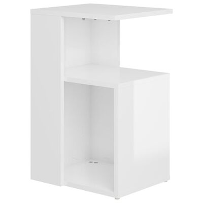 vidaXL Príručný stolík, lesklý biely 36x30x56 cm, kompozitné drevo