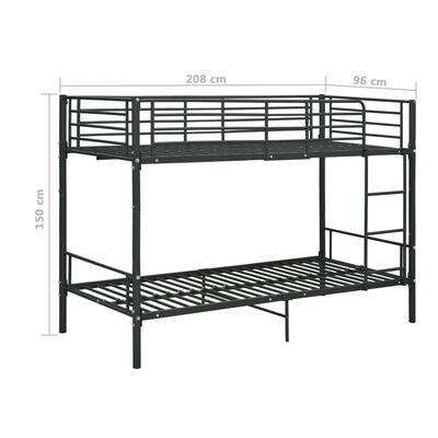 vidaXL Poschodová posteľ čierna kovová 90x200 cm