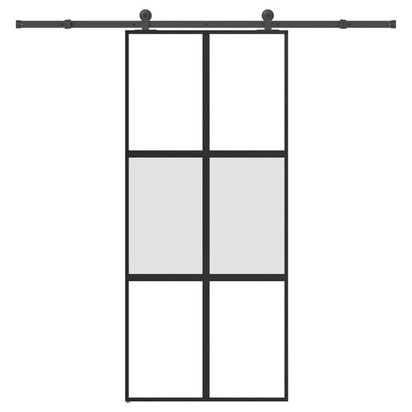 vidaXL Posuvné dvere s kovaním tvrdené sklo a hliník úzke 90x205 cm