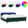 vidaXL Posteľn&yacute; r&aacute;m boxsping s matracom a LED tmavozelen&yacute; 180x220 cm zamat