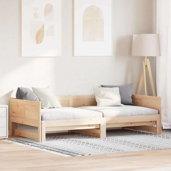 vidaXL Vytiahnuť Dennú Posteľ Hnedá 203,5 x 184 x 56,5 cm