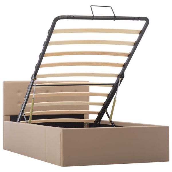 vidaXL Hydraulick&yacute; posteľn&yacute; r&aacute;m+&uacute;ložn&yacute; priestor, umel&aacute; koža 100x200 cm