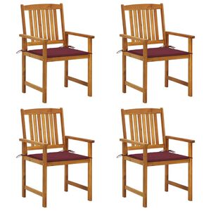 vidaXL Z&aacute;hradn&eacute; stoličky s podložkami 4 ks, ak&aacute;ciov&yacute; mas&iacute;v