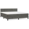 vidaXL Posteľn&yacute; r&aacute;m boxspring s matracom tmavosiv&yacute; 180x200 cm zamat