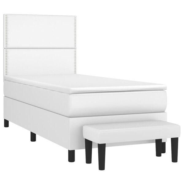 vidaXL Boxspring posteľ s matracom biela 100x200 cm umelá koža